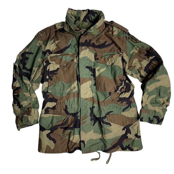 🪖 Vintage M-65 Camouflage Woodland Army Jacket SZ S Short Field Utility - Picture 1 of 8